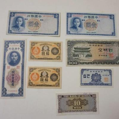 1209	CHINA & KOREA PAPER CURRENCY 8 PIECE LOT
