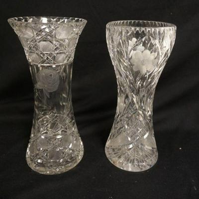 1199	2 CUT GLASS VASES, TALLEST IS APPROXIMATELY 30 IN HIGH
