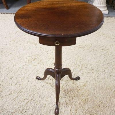 1015	MAHOGANY ONE DRAWER ROUND CHAIR SIDE STAND, APPROXIMATELY 16 IN X 24 IN HIGH
