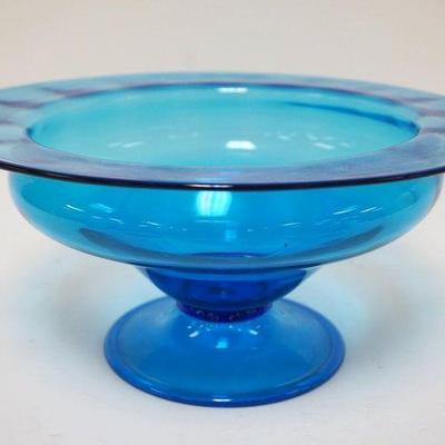 1187	BLUE GLASS CONSOLE BOWL, APPROXIMATELY 11 1/2 IN X 6 IN HIGH
