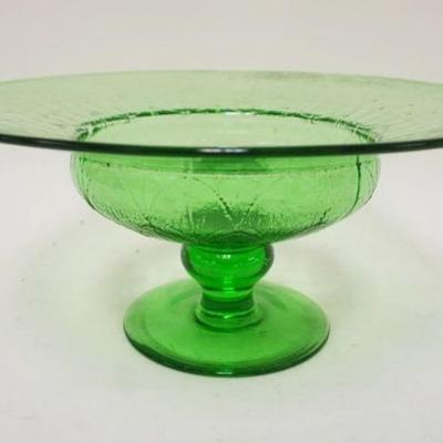 1186	GREEN PATTERN GLASS CONSOLE BOWL, APPROXIMATELY 12 IN X 6 IN HIGH
