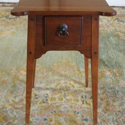 1223	COUNTRY STYLE SOLID CHERRY STAND, TAPERED LEG, ONE DRAWER, APROXIMATELY 14 IN SQUARE X 25 IN HIGH
