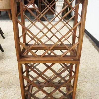 1018	2 PART TEAKWOOD WINE RACK, APPROXIMATELY 10 IN X 17 1/2 IN X 35 IN HIGH
