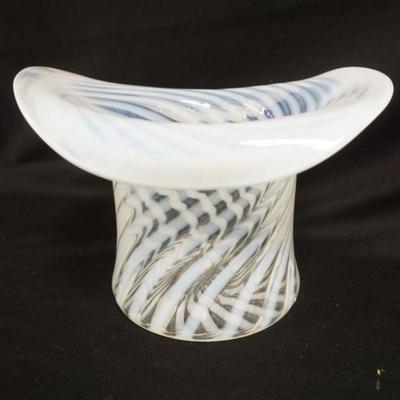 1169	LARGE VICTORIAN GLASS HAT W/OPALESCENT SWIRL, APPROXIMATELY 10 IN X 8 IN HIGH
