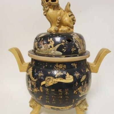 1163	LARGE CONTEMPORARY ASIAN COVERED POT W/FOO DOG, APPROXIMATELY 23 IN HIGH
