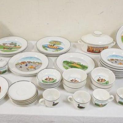 1039	VILLERY & BOCH DESIGN NAIF ASSORTED CHINA, 60 PIECES
