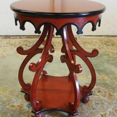 1219	PAINT DECORATED ROUND LAMP TABLE, APPROXIMATELY 23 IN X 30 IN HIGH
