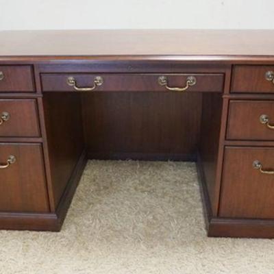 1014	KIMBALL 7 DRAWER WALNUT KNEEHOLE DESK, 60 IN WIDE X 30 IN DEEP X 30 IN HIGH
