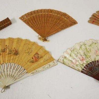 1076	GROUP OF 4 ANTIQUE FANS, ONE W/BOX
