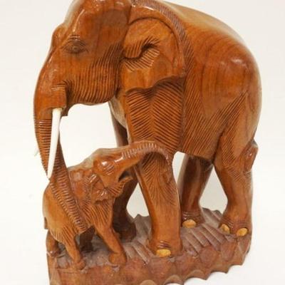 1095	CARVED WOODEN ELEPHANT W/BABY ELEPHANT, APPROXIMATELY 15 IN HIGH
