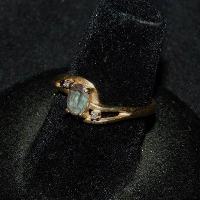 Aquamarine and Diamond 14k ring