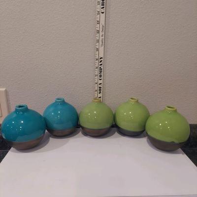 group of five decor vases
