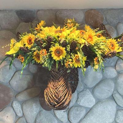 Rattan Moose with sunflowers