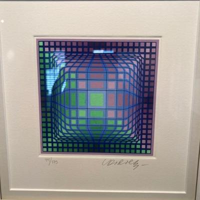 Pair of Victor Vasarely Serigraphs, Circa 1980, Signed and Numbered 