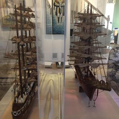 Ships From the OLD Chicago Sheraton Hotel! Two BEAUTIFUL and incredibly made model sailing ships professionally mounted in individual...