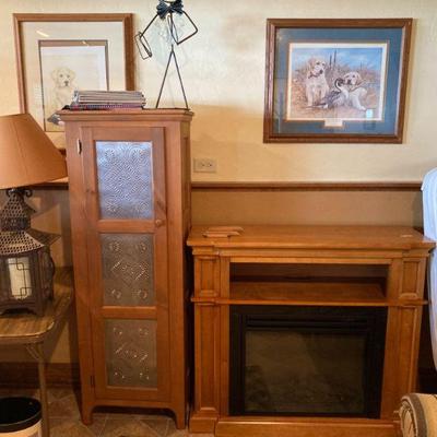 Portable fire place & cabinet,,