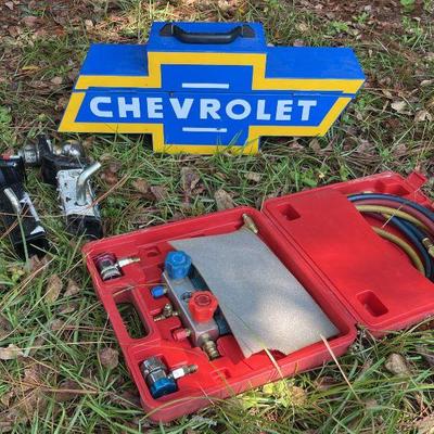 Chevrolet Tool Box, A/C Manifold Gauge Set, & Tow Hitch...