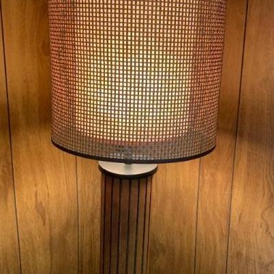 MCM Hans Wegner style table lamp w/ rattan shade