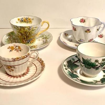 Part collection of cups and saucers including Shelley