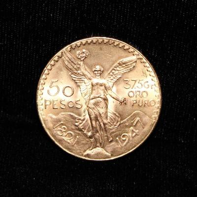 1947 Mexico 50 Pesos Gold Centenario Coin