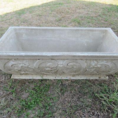 VINTAGE CONCRETE ORNATE PLANTER THAT MEASURES 30â€ X 14â€ X 10â€