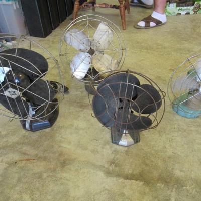 FOUR VINTAGE ANTIQUE COLLECTIBLE ART DECO FANS