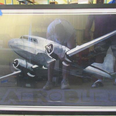 NICE FRAMED POSTER OF WHAT LOOKS TO BE A DC3 MEASURES 41â€ X 30â€