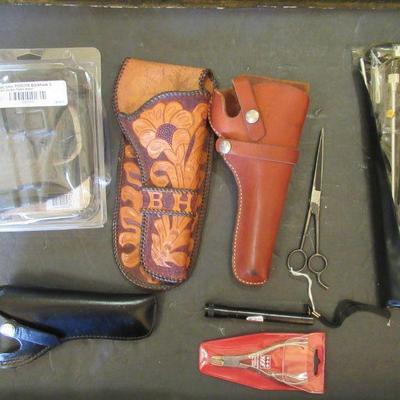 GUN HOLSTERS RIFLE CLEANING TOOLS MINI MAG LIGHT ETC.