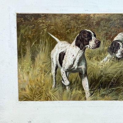 G. MUSS ARNOLT PRINT  |
Vintage reproduction print of a painting of two dogs by G. Muss Arnolt; sight 7-1/2 x 15 in. - 13-3/4 x 21-1/4...