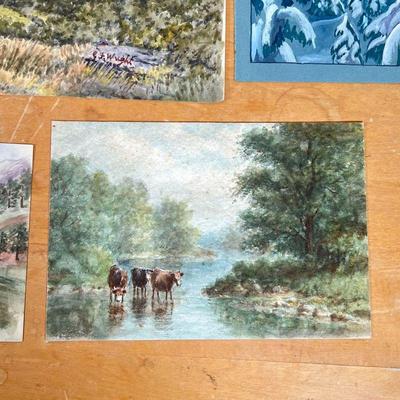 (13pc) MISC. PAINTINGS  |
A collection of original, hand-painted artwork, comprising 8 works on paper (watercolor and gouache), including...