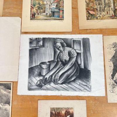 (8pc) ENGRAVINGS & LITHOGRAPHS  |
Including two lithographs by Charles Huard, pencil signed - 19 x 12-1/2 in. (largest)