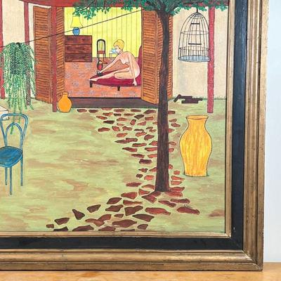 V. FULGENZI MODERNIST PAINTING | 
Mid-century painting, oil or acrylic on canvas, signed lower right, showing two nude figures in a...