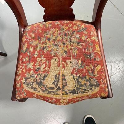 NEAR PAIR ANTIQUE CHILD'S CHAIRS  |
Victorian, circa 1860s, with needlepoint padded seats - h. 31 x w. 17 x d. 26 in.
