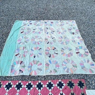 (3pc) AMERICAN QUILTS  | Including one with the pink ground and navy stars; one with the white ground with a small floral print and large...