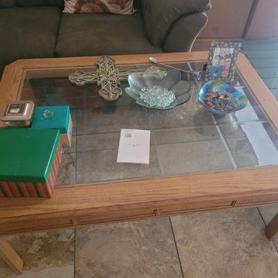 square, glass top coffee table