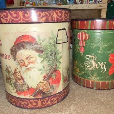 Large tin Christmas containers 