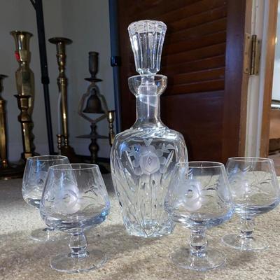 Crystal decanter and stems