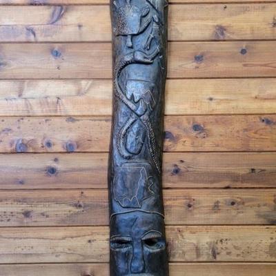Carved Wooden Tribal Mask is 4ft Long