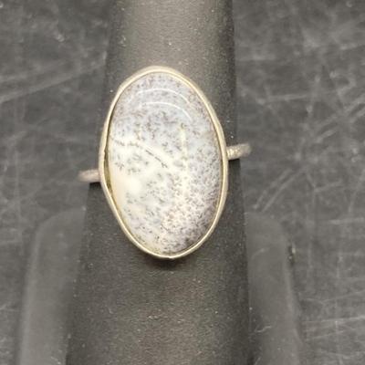 Sterling Silver Ring with Dendrite, Size 7
