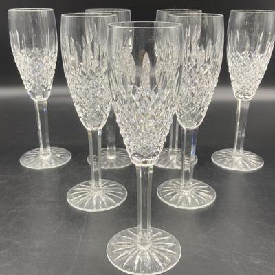 (7) Waterford Crystal 8.5in Champagne Flutes 