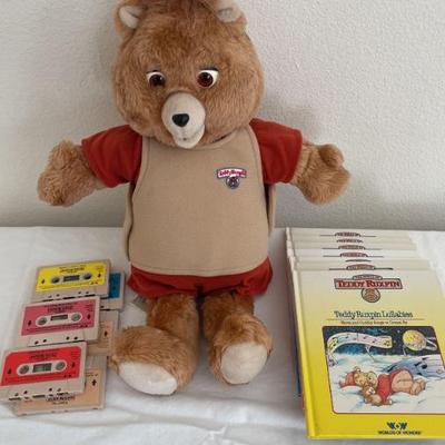 Teddy Ruxpin with tapes and books