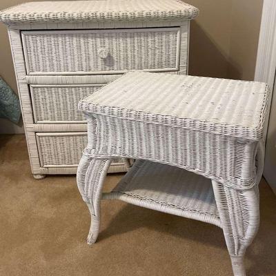 White Wicker Dresser And Side Table https://ctbids.com/estate-sale/18122/item/1810301