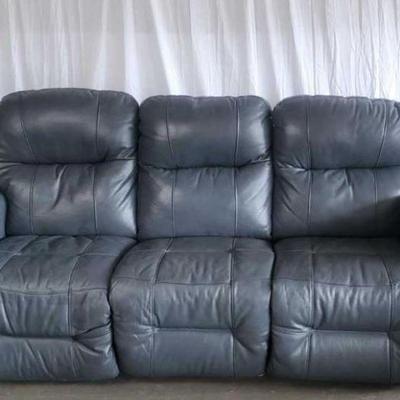 Blue Leather Electric recliner sofa