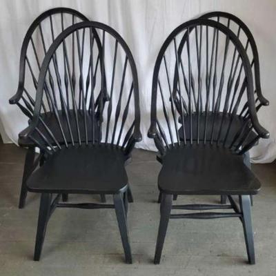 4 Black Windsor style chairs