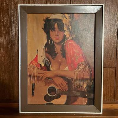 vintage framed art--matador, flamenco, clowns, paint by numbers, midcentury, kitsch