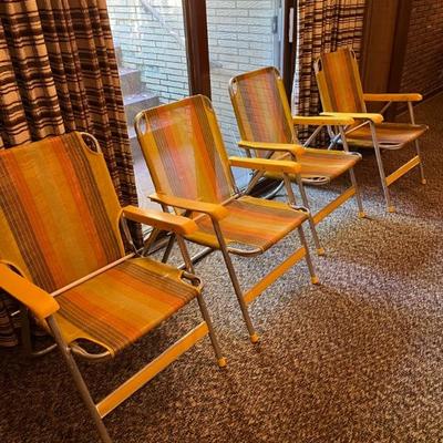 1970s folding chairs, orange