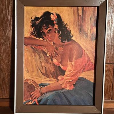 vintage framed art--matador, flamenco, clowns, paint by numbers, midcentury, kitsch