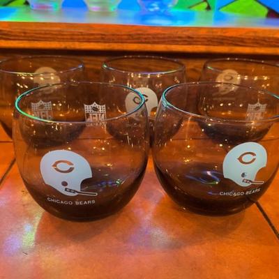 vintage 1970s Chicago Bears roly-poly rocks glasses