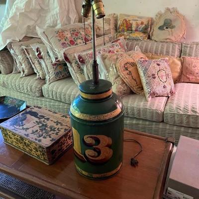 English export tea caddy lamp
