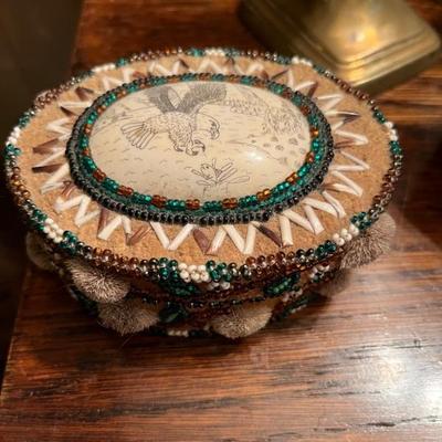 tufted caribou box, signed